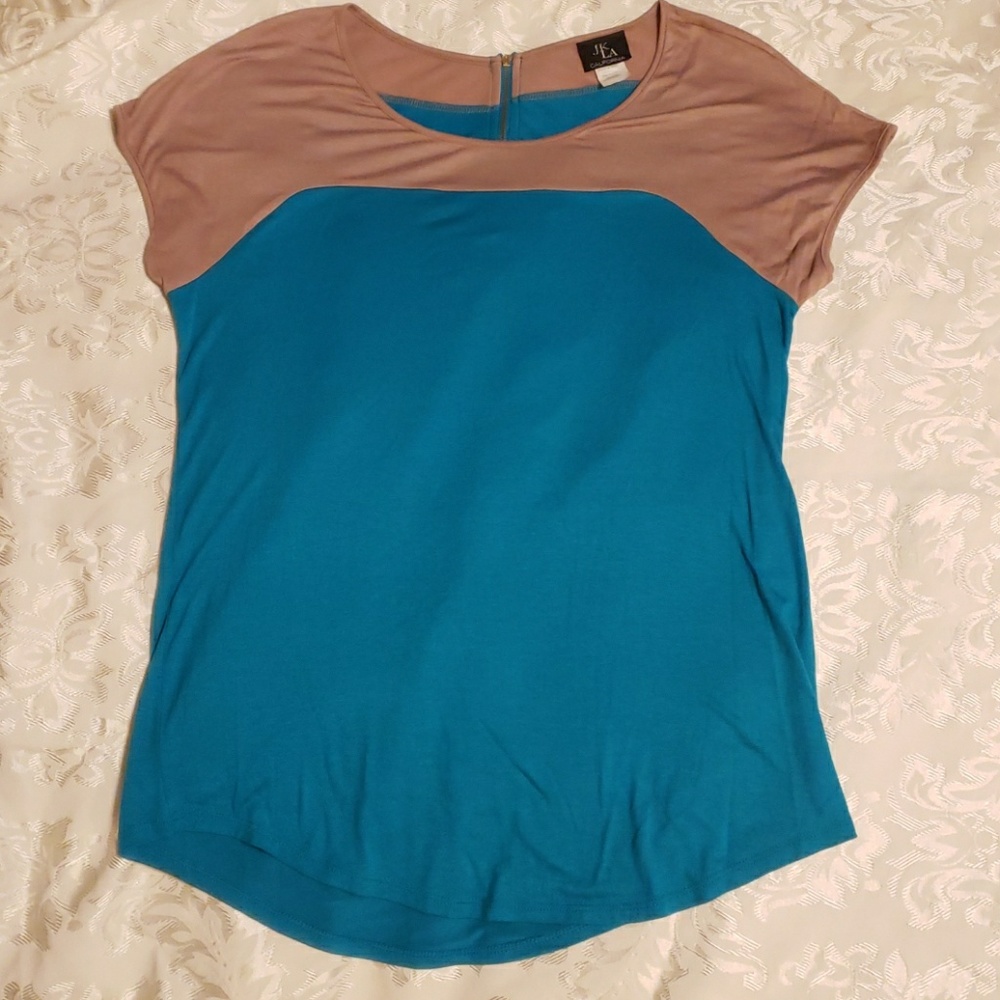 Teal & Beige Buttery Soft Blouse